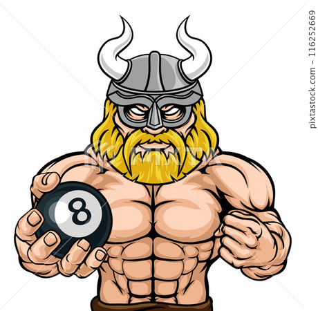 Viking Pool 8 Ball Billiards Mascot Cartoon 116252669