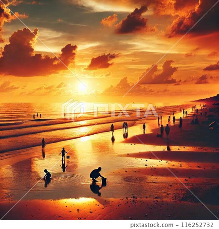 明亮的日落海灘 116252732