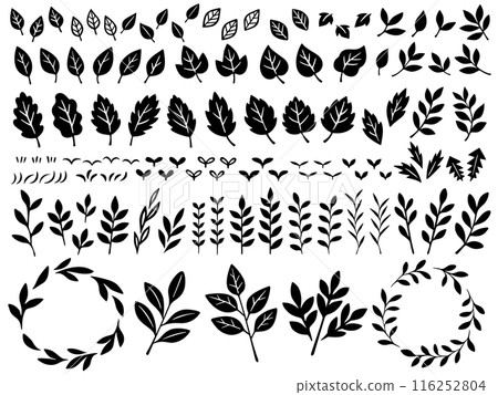 Hand-drawn silhouette illustration set of plants 116252804