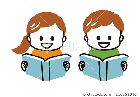 讀書的男孩和女孩 116252986