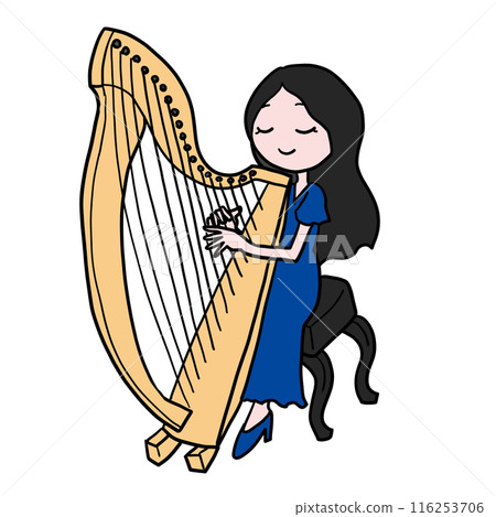 Woman playing the harp Woman playing the harp 116253706