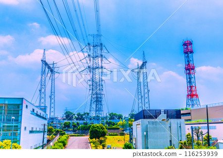 日本橫濱城市景觀，東急電鐵江田站東出口側。東京電力電網Eda變電所等景觀（7月4日） 116253939