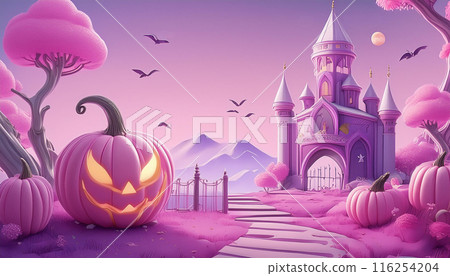 Halloween pink color illustration Halloween pink color illustration 116254204