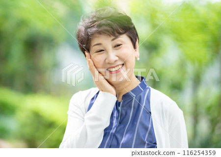 Senior women beauty image fresh greenery 116254359