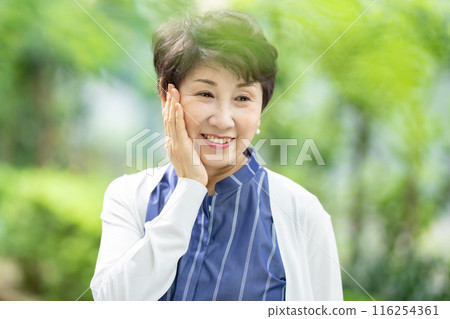 Senior women beauty image fresh greenery 116254361