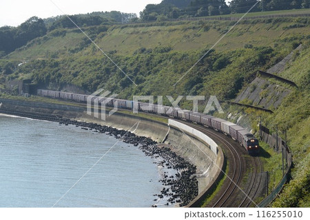 Freight train running on the Hakodate Main Line Freight train running on the Hakodate Main Line 116255010