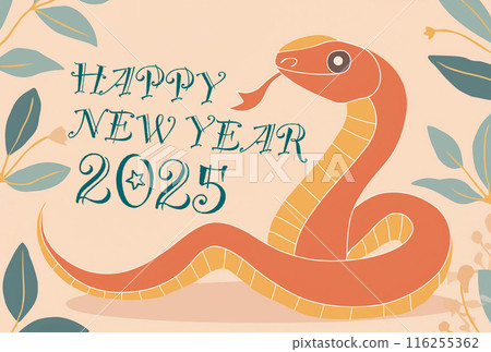 2025年新年賀卡蛇年英語 2025年新年賀卡蛇年英語 116255362