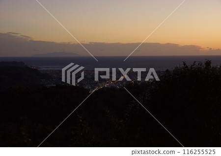 Evening view of Mount Fuji from Katsugami Observatory 116255525
