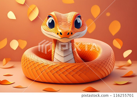 2025 New Year's card, Year of the Snake, Orange colored cute snake 116255701