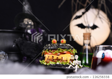 Halloween Monster black burger 116256338