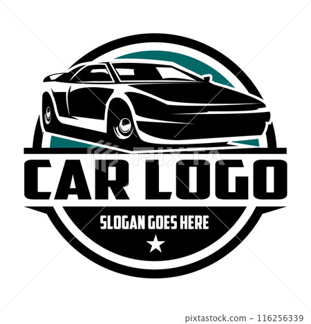 1976 car logo design Lotus spirit. filled with black backgrounds with stunning views of the sunset sky. best for logo, badge, emblem, icon, sticker design. available in eps 10 116256339