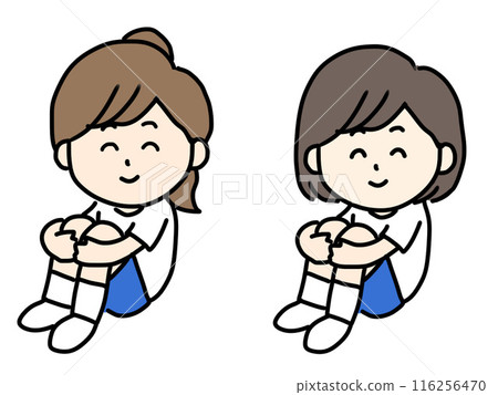 微笑坐著的女孩插畫 微笑坐著的女孩插畫 116256470