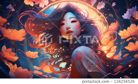 Beautiful woman with long hair 116256526