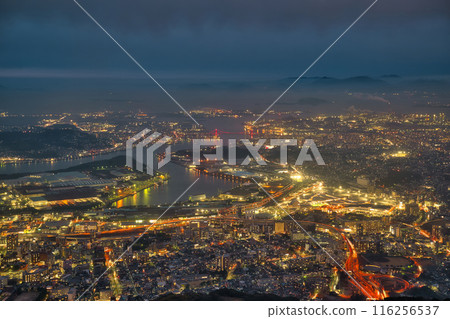 Night view from Mount Sarakura in Kitakyushu 116256537