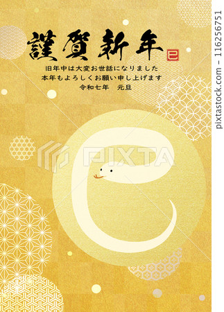 2025 New Year's card with modern Japanese illustration 116256751