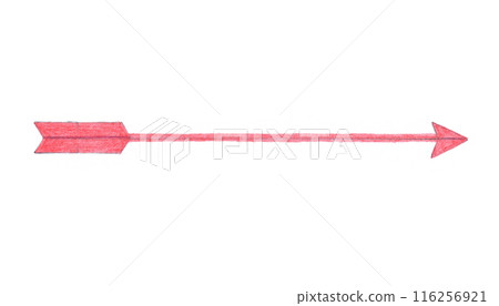 Red arrow pointing to the right on a white background. Simple illustration of directional symbol. Red arrow pointing to the right on a white background. Simple illustration of directional symbol. 116256921