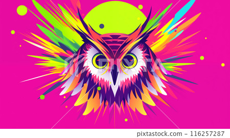 Hand drawn cartoon owl flat illustration 116257287