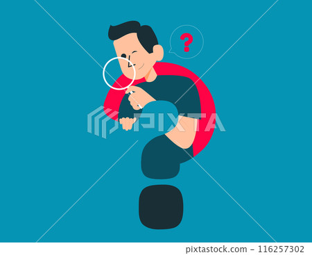 Curiosity to discover secret. Analyze and research vector concept Curiosity to discover secret. Analyze and research vector concept 116257302