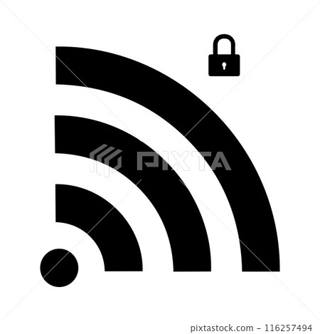 Collection of stock vector images depicting symbols and icons related to wireless Wi-Fi connectivity, including Wifi signal symbols and an internet 116257494