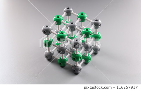 Molecular dna model structure on grey surface, cells connected to each other Molecular dna model structure on grey surface, cells connected to each other 116257917