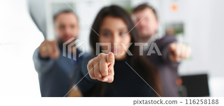 Young businesspeople pointing at you with finger, we choose you, we support you message 116258188