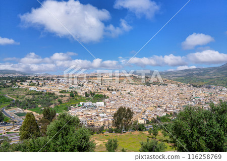Panoramic View of Fes from Hilltop Overlook, Morocco. Panoramic View of Fes from Hilltop Overlook, Morocco. 116258769