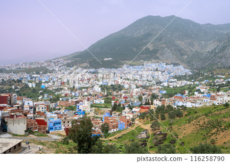 Panoramic View of Blue City Chefchaouen, Morocco. Panoramic View of Blue City Chefchaouen, Morocco. 116258790