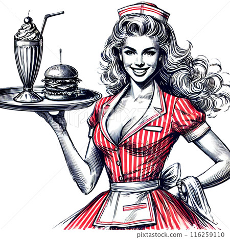 American Diner Waitress 116259110