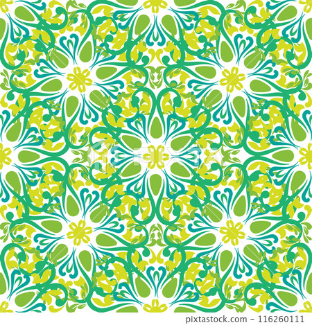 Real Tatar seamless pattern. Islamic tulip, floral geometry. Culture of the Tatar people, symbols of green and red. Real Tatar seamless pattern. Islamic tulip, floral geometry. Culture of the Tatar people, symbols of green and red. 116260111