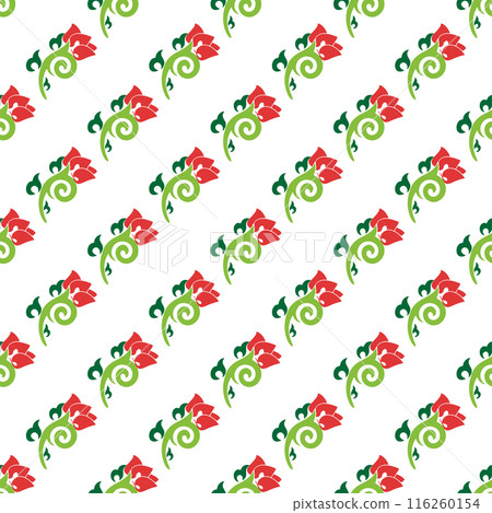 Floral pattern Tatar Native Ornamental border with tulips. Culture of the Tatar people, symbols of green and red 116260154