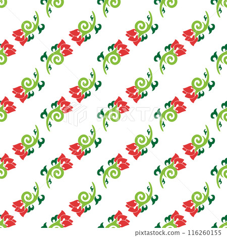 Floral pattern Tatar Native Ornamental border with tulips. Culture of the Tatar people, symbols of green and red 116260155