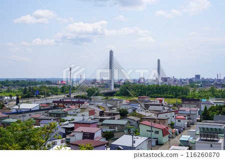 Tokachi Bridge as seen from Suzuran Park in Otofuke Town Tokachi Bridge as seen from Suzuran Park in Otofuke Town 116260870