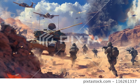 Soldiers are activating moving by run 116261337