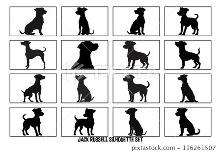 Jack Russell Terrier dog resting silhouette illustration, Jack Russell Terrier dog resting Logo 116261507