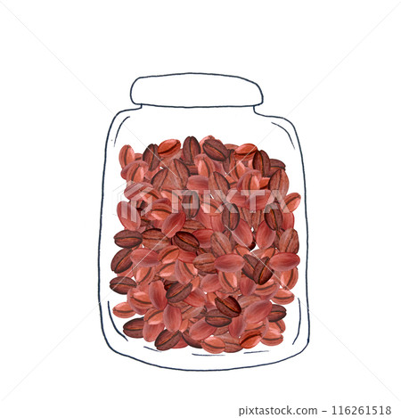Black coffee beans in a jar illustration in watercolor isolated on white background, hand drawn for food design. Great for spice containers, restaurant and cafe menu, logotype, packages, ads, labels Black coffee beans in a jar illustration in watercolor isolated on white background, hand drawn for food design. Great for spice containers, restaurant and cafe menu, logotype, packages, ads, labels 116261518
