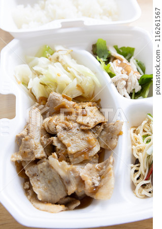 美味的中國豬肉和薑便當 116261567