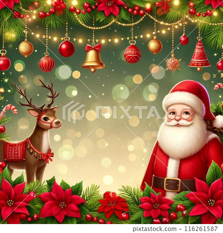 聖誕老人馴鹿背景圖 116261587