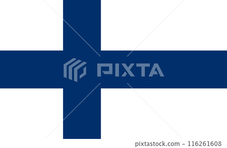 The official national flag of Finland. Nordic cross. Republic of Finland. Nordic country. Vector illustration 116261608