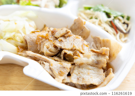Delicious pork ginger grilled lunch box 116261619