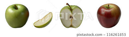 A green apple is displayed against a transparent backdrop, showcasing its vibrant colors and enticing appearance as a symbol of fresh and natural foods A green apple is displayed against a transparent backdrop, showcasing its vibrant colors and enticing appearance as a symbol of fresh and natural foods 116261853
