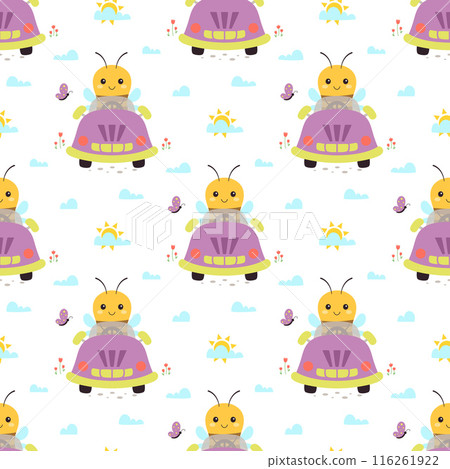 cute bee seamless pattern 116261922