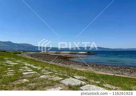 Sunny Tanoura beach and Beppu city area Sunny Tanoura beach and Beppu city area 116261928