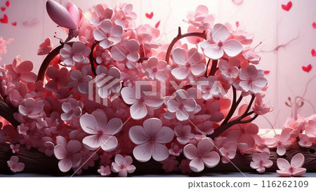 Pink delicate flowers with petals abstract background 116262109