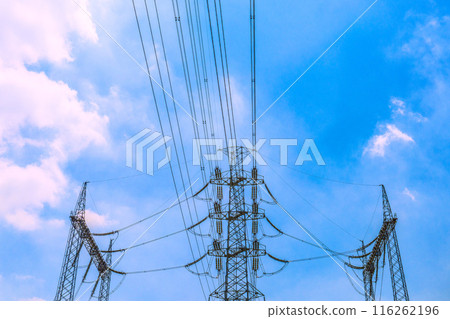 日本電力城市景觀 日本能源...城市變電站和輸電線路景觀 = 4 天 116262196