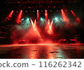 Free stage with lights, Free scene with multi colored lighting equipment. 116262342