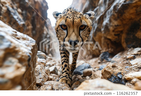 Cheetah Stare in Rocky Canyon 116262357