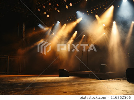 Free stage with lights, Free scene with multi colored lighting equipment. 116262506