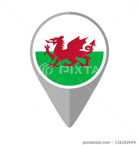 Wales Flag on Location Pin Wales Flag on Location Pin 116262649