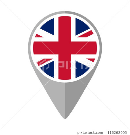 United Kingdom Flag on Location Pin United Kingdom Flag on Location Pin 116262903