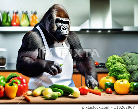 大猩猩在廚房做飯 116262967